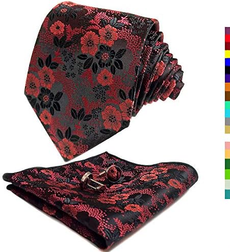 CANGRONMen Tie Paisley Necktie Pocket Square Cufflinks Tie Set LSP8ZH