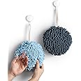 Sophie & Panda Fuzzy Ball Towel (Set of 2) Light and Dark Blue - Dry Your Hand Instantly conveniently with This Creative Bath Towel Set Decorative Towels for Bathroom (Pack of 2)