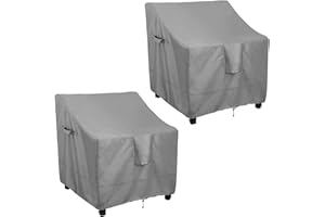 OutdoorLines Outdoor Waterproof Furniture Chair Cover - UV-Resistant Patio Lawn Chair Covers for Outdoor Furniture Windproof Heavy Duty Chair Covering, 2 Packs, 35Wx38Dx31H Inches, Grey