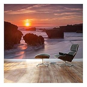 Rocks are Surrounded by Ocean Mist - Landscape - Wall Mural, Removable Sticker, Home Decor - 66x96 inches