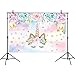 Allenjoy 7x5ft Vinyl Unicorn Theme Party Background Gold Flower Stars Sky Photography Backdrop for Children Newborn Birthday Dessert Table Decoration Banner Baby Shower Photo Studio Photobooth