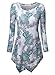 BAISHENGGT Women's Crewneck Long Sleeve Handkerchief Hem Tunic Top X-Large Green Floral