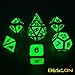 Bescon Super Glow in The Dark Metal Polyhedral D&D Dice Set of 7 Luminous Metallic RPG Role Playing Game Dice 7pcs Set D4-D20