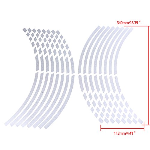 POSSBAY 16Pcs Wheel Rim Sticker Reflective Decal Stripe Tape 17''-19'' for Motorcycle Car Bike