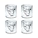 Skull Glass Mug,Set of 4 2.5oz Shot Glasses,Funny Crystal Drinking Cup for Men,Creative Whiskey Glasses,Double Wall Cool Beer Cup for Wine Cocktail Vodka,Home Halloween Party Bar Gift