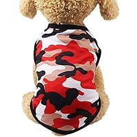 succeedtop for Small Dog Girl Dog Boy Soft Summer Woodland Camouflage Cotton Vest Dog Clothes Pet Clothing (S, red)