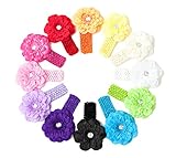 Ema Jane - Peony Flower Hair Clips with Crochet Headbands (12 + 12, 24 Set)