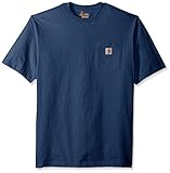 Carhartt Men's Big and Workwear Pocket Short Sleeve T-Shirt Original Fit K87, Dark Cobalt Blue Heather, X-Large/Tall