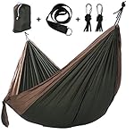 BEWISHOME Double Camping Hammock with Tree Straps and Carabiners - Capacity 500lbs, 210 Parachute Nylon, 2 Person Bed - Portable, Ultralight, Ideal for Backpacking Hiking Camp Travel HDC01H