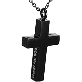 YBEATY Cremation Cross Necklace Stainless Steel Crosses Pendant Urns Locket Pendant Ashes Necklace Memorial Jewelry With Me Always Cremation Crosses Necklaces for Men Women Ashes Cross