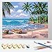 DIY Paint by Numbers Kit for Adults - Summer Time Sea Palt Tree | Paint by Numbers Landscape PaintingsArts Craft for Home Wall Decor | Pre-Printed Art-Quality Canvas, 3 Brushes, 24 Acrylic Paints