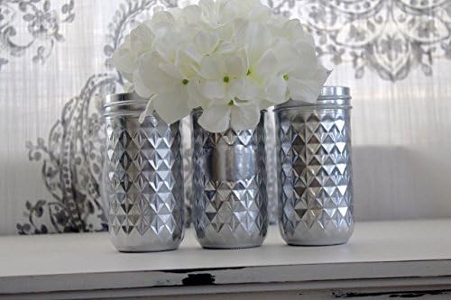 Tall Silver Mason Jars - Bridal Centerpiece - Hollywood Glam Jars