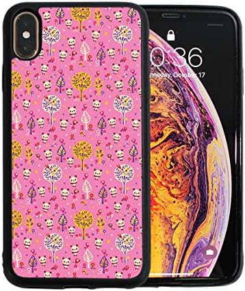 Panda Bears in Forest Pink iPhone Xs Max Case. TPU + Pearl Plate + PC Material Cover Case Drop Protection Multifunction Shock Absorption Phone Case for iPhone Xs Max