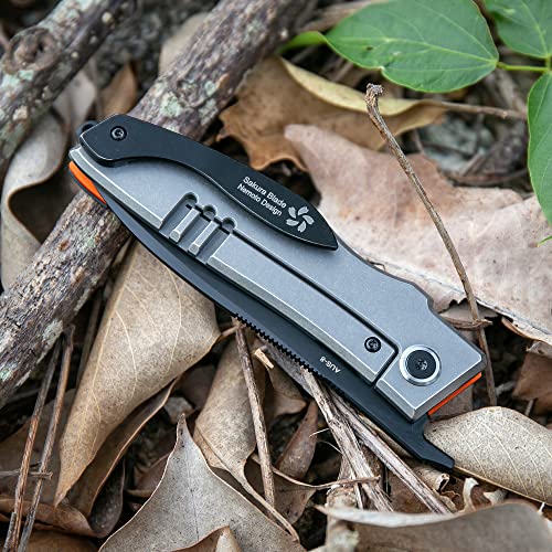 KATSU Japanese Folding Pocket Knife, Sakura Blade Nemoto Design (Orange