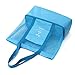MEJOY Handheld Lunch Bag Insulated Cooler Picnic Bag Mesh Beach Tote Bag Food Drink Storage blue