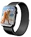 GEOTEL 38mm Milanese Loop Stainless Steel Bracelet Strap Band for Apple Watch Series 1 Series 2 Sport&Edition with Unique Magnet Lock(No Buckle Needed) (38mm-Black)