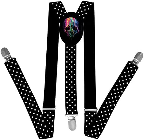 Suspenders Melting Skull For Boys Adjustable Elastic Blue Black Red One Inch Wedding
