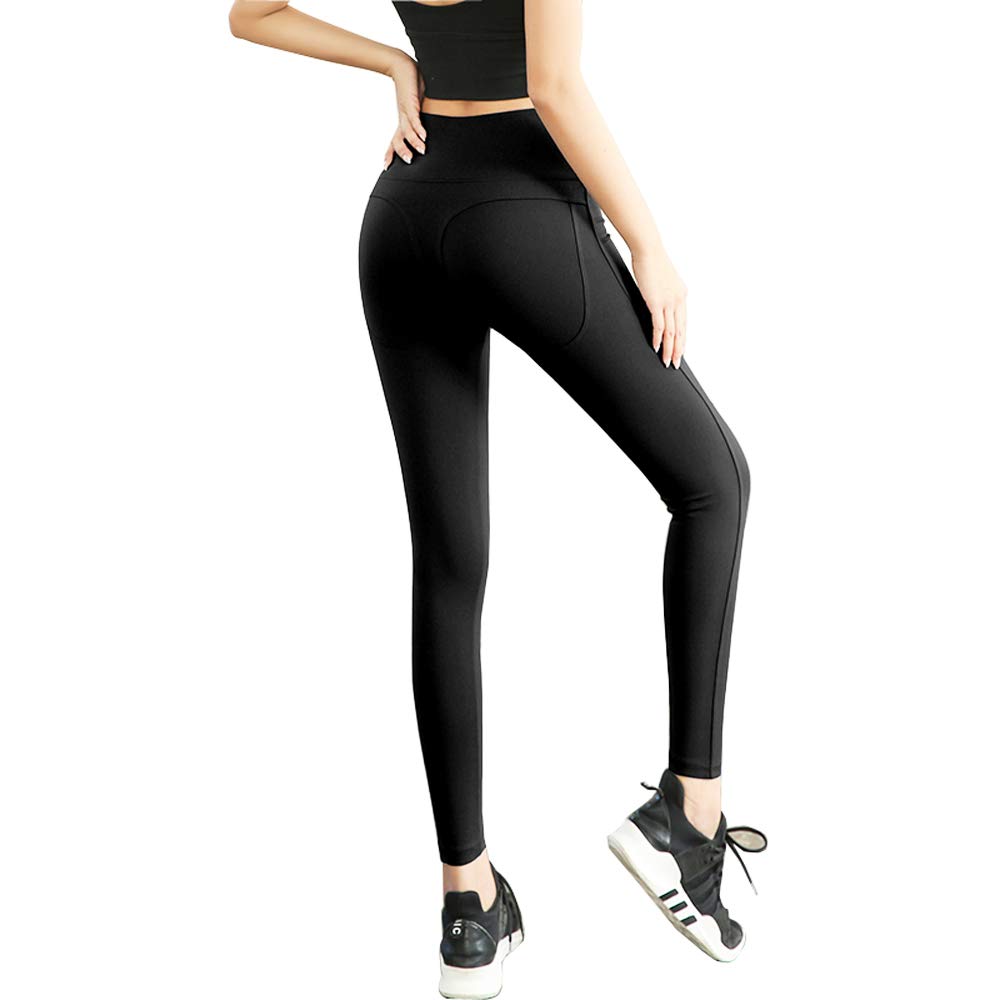 TINLUNG Women\'s High Waist Yoga Leggings, Tummy Control Slimming Sports Tights Leggings, Workout Yoga Pants Trousers for Women - Black/M