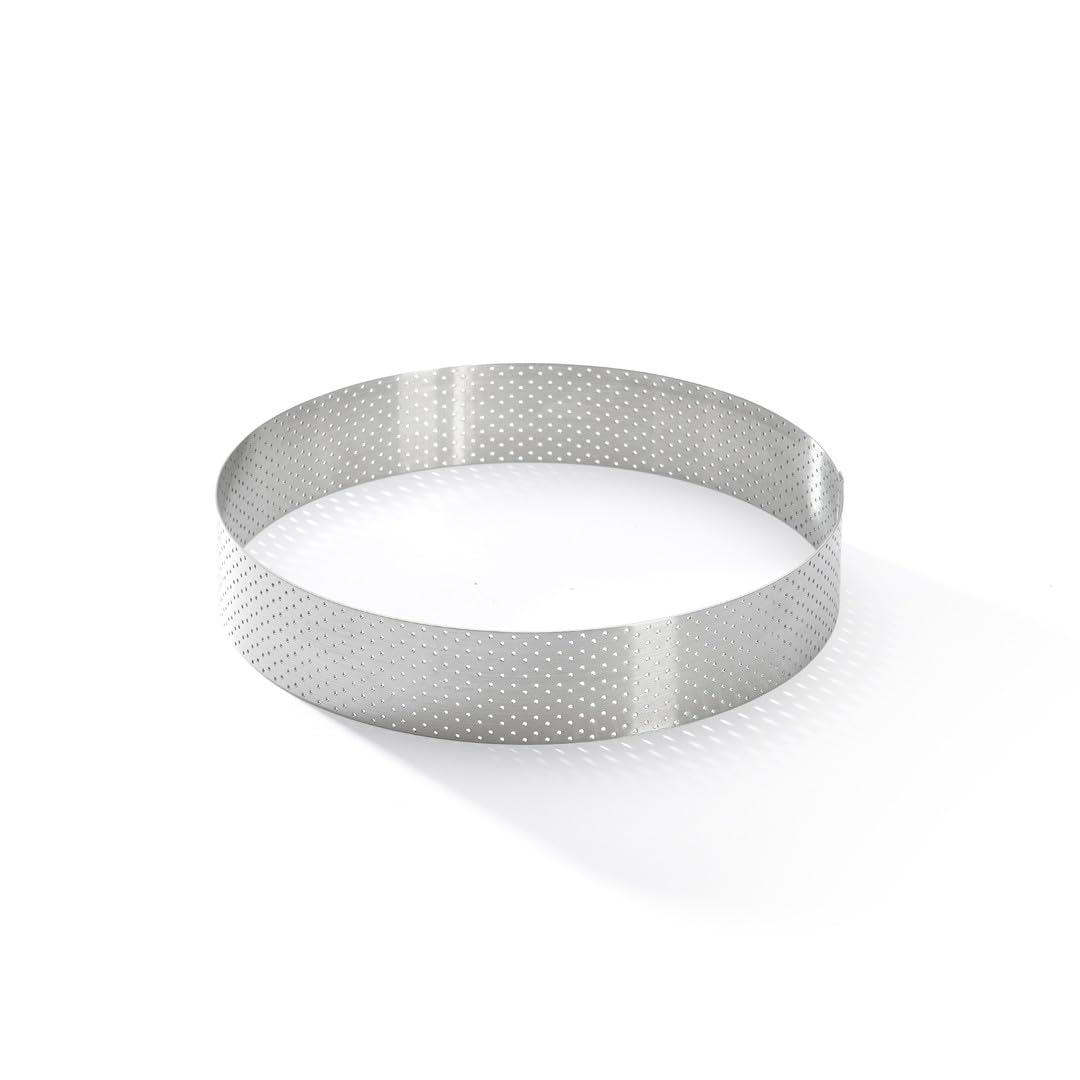 De Buyer Perforated Stainless Steel Straight Tart Ring - 185x35mm