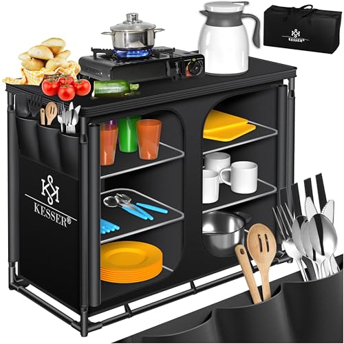 KESSER® Campingküche | Inkl. Tragetasche | Campingschrank Faltschrank | mit Aluminiumgestell | Reiseküche | Küchenbox | Zeltschrank | Outdoor Camping