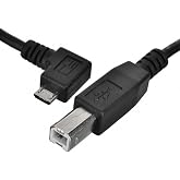NFHK Cable OTG Micro USB Male to Standard B Male Micro OTG 90 Degree Right Angled to USB Type B Printer Scanner SSD Disk Lectronic Musical Instrument Midi Keyboard Cable 30cm
