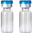 20 Pcs 10ml Glass Bottle,Sterile Transparent Vial,Seals Empty Vials, Lab Sample Vial, Empty Vials with Self Healing Injection Port,with Flip Off Aluminum Cap (20) A Packaging