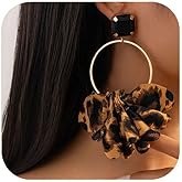 Leopard Print Earrings for Women Chunky Dangle Earrings Gold Big Hoop Drop Vintage Leopard Accessories for Women