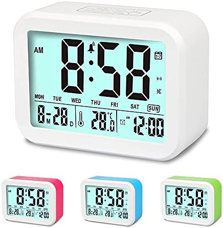 Digital Alarm Clock, MONYAN Electronic Talking Alarm Clocks for Kids,Teens and Heavy Sleepers, 4.5'' Big Display,Smart Backlight,Battery Operated, Snooze Mode,3 Alarms, 7 Rings-White