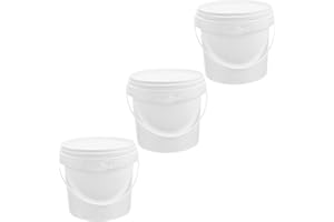 2 Gallon Bucket with Lid, 3Pcs Bucket with Lid, 2L Plastic with Handle Industrial Paint Pail Container for Storage Water Craf
