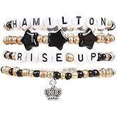 QualityLife Broadway Musical Bracelet Merch for Hamilton Lover Gifts, 4Pcs Bracelet Gifts for Girl Woman Men