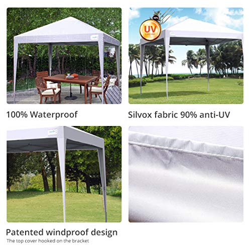 Quictent 10x10 Pop up Canopy Tent Commercial Instant Gazebo Party Tent Waterproof with Wheeled Carry Bag (White)