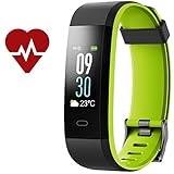 KINBOM Fitness Tracker, Heart Rate Monitor Color Screen Smart Watch with Sleep Monitor, Step Counter, Message Reminder, IP68 Waterproof Activity Tracker for Androidï¼†iOS Smart Phone (Blackgreen)
