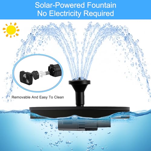 FYDGTPI Solar Fountain, Floating Solar Water Pump with 6 Nozzles & 4 Fixed Pipes, Solar Fountain for Bird Bath, Garden, Pond, Pool