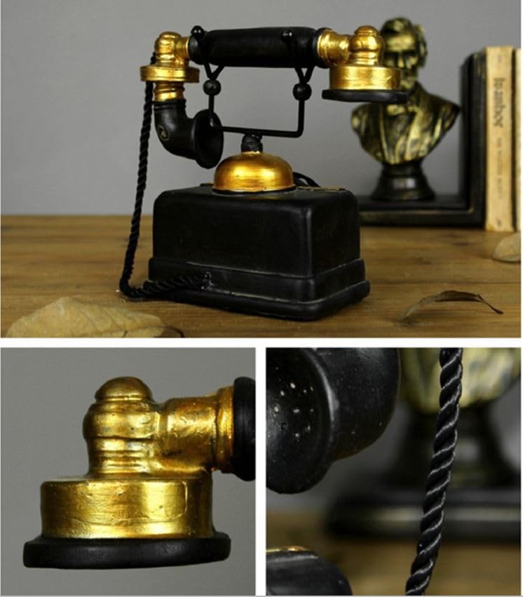 7 inch Creative Retro Telephones European Resin Rotary Dialing Telephone Decoration Cafe Bar Window Decorative Home Decoration Props (L: 7 1/4 inch X W: 3 1/8 inch X H: 6 1/4 inch)