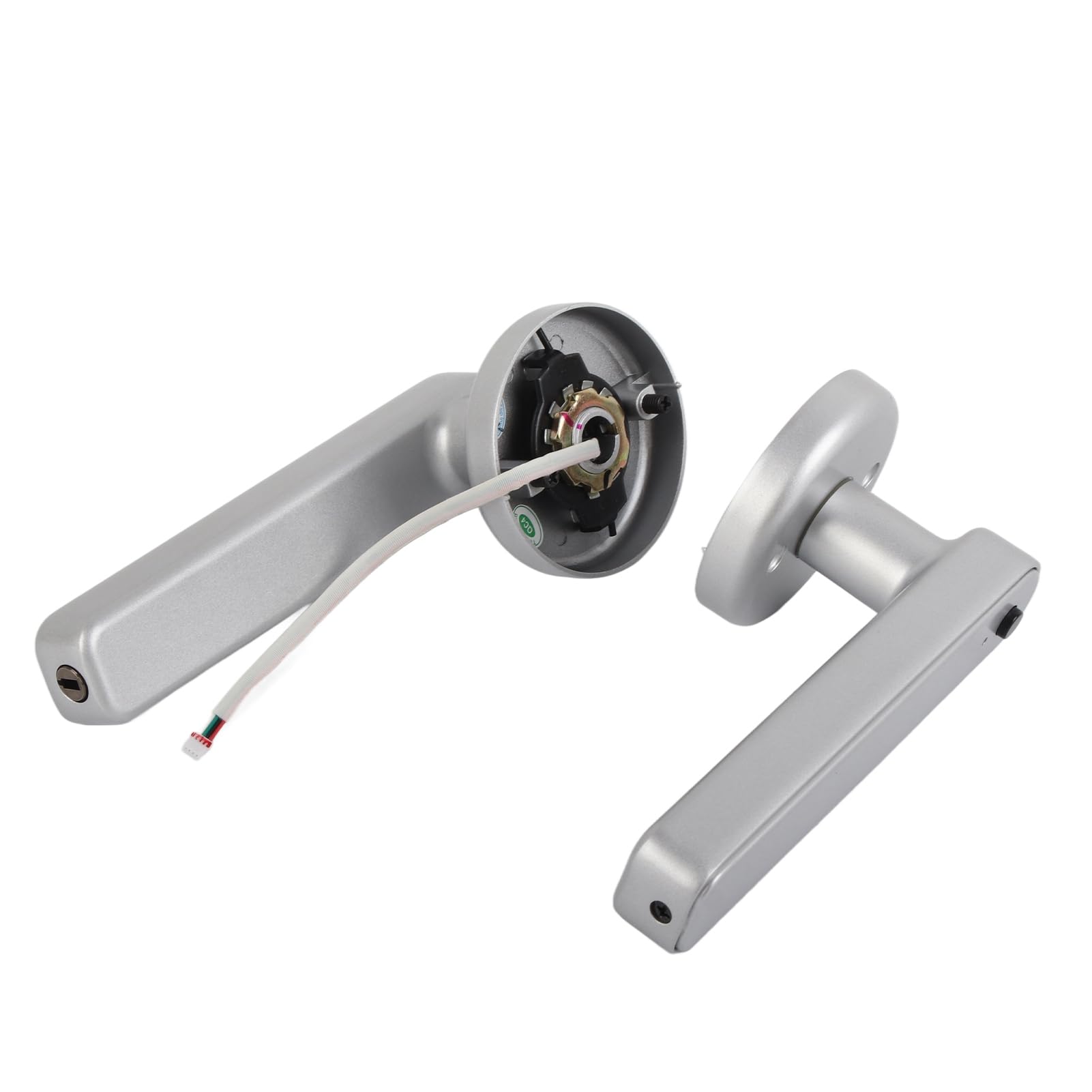 Smart Door Handle, Fingerprint Door Lock Single Row Electronic Password Room Door Smart Fingerprint Identification Lock for Home, Biometrics(Silver)