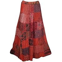 Mogul Interior Womens Gypsy Rhythms Patchwork Skirt Peasant Long Maxi S/M/L