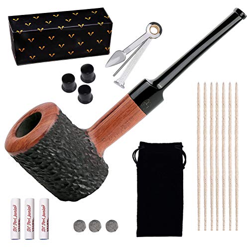 Yannabis Tobacco Pipes, Handmade Carved Smoking Pipe with Accessories