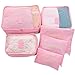 6 Sets Travel Organizers Packing Cubes Laundry Bag Luggage Compression Pouches (6 Sets Pink)