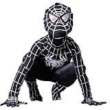Wraith of East Boys Venom Black Spiderman Costume Kids Superhero Cosplay Spandex Bodysuit (Medium)