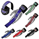 Weight Lifting Bar Straps with Wrist Support Wraps (Black/Blue)