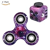 Evermarket Fidget Toy Set of Tri-Spinner and Fidget Cube Camouflage,Anxiety Attention Stress Relief for Children & Adults,Pack of 2 Starry Sky