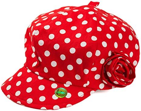 LOCOMO Girl Kid Cute Red Polka Dot Dotted Rose Newsboy Flat Cap Hat FBH025
