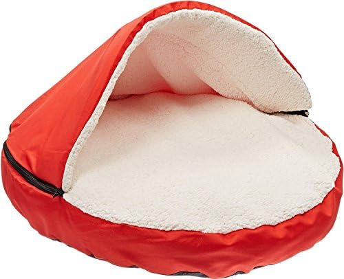 Sofantex Plush Pet Bed Cave for Cats/Dogs, Red, Small to Medium