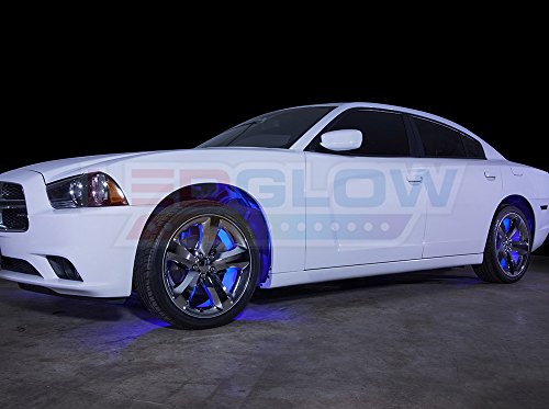 LEDGlow 4pc Blue LED Wheel Well Fender Light Kit - Flexible Waterproof Tubes - Includes Wireless Remote