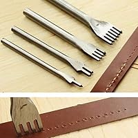 Nattel Diamond Chisel Leather - 4in1 Diy Prong Diamond Chisel Craft Hole Punch Stainless Steel Set Kit And Decorating - Stitching Genuime Making Hole Tool Craft Cnc Pronges For Decorative