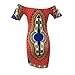 Hot Sale!Canserin Women Sexy African Print Off Shoulder Short Sleeve Dress (M, Red)