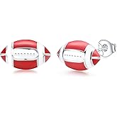 ENVYOU Sports Stud Earrings 925 Sterling Silver Football,Soccer,Basketball,Volleyball,Tennis,Baseball Earrings for Women Men Player Fan Gifts