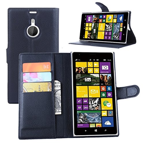 Nokia Lumia 1520 Case, Fettion Premium PU Leather Wallet Flip Phone Protective Case Cover with Card Slots for Nokia Lumia 1520 Smartphone (Black)