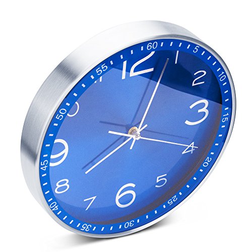 Egundo Blue Wall Clock Battery Operated 12 Inch Decorative,Silent Non