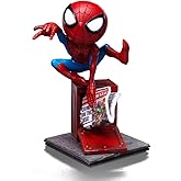 Iron Studios Marvel Spider Man Statue &ndash; Minico PVC Classic Statue, 6.5 Inch | Hand-Painted PVC Spider-Man Statue &ndash; Spiderman Comics Collection Design &ndash; Green Goblin Newspaper Base, Fixed Pose, Ages 15+